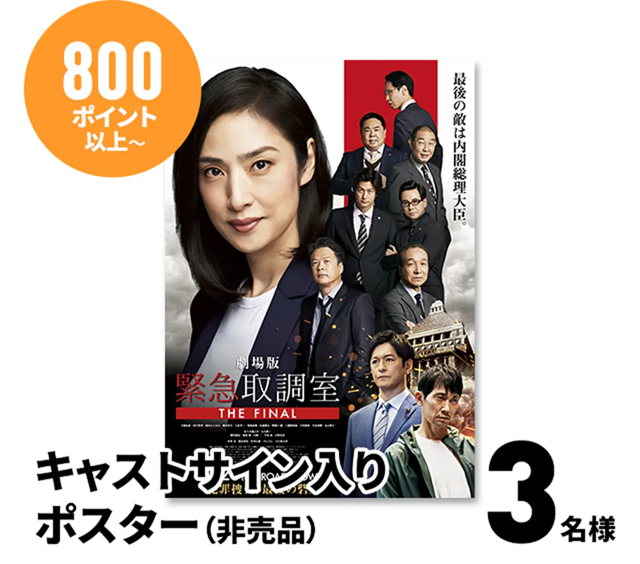 800ポイント以上：キャストサイン入りポスター（非売品）…3名様